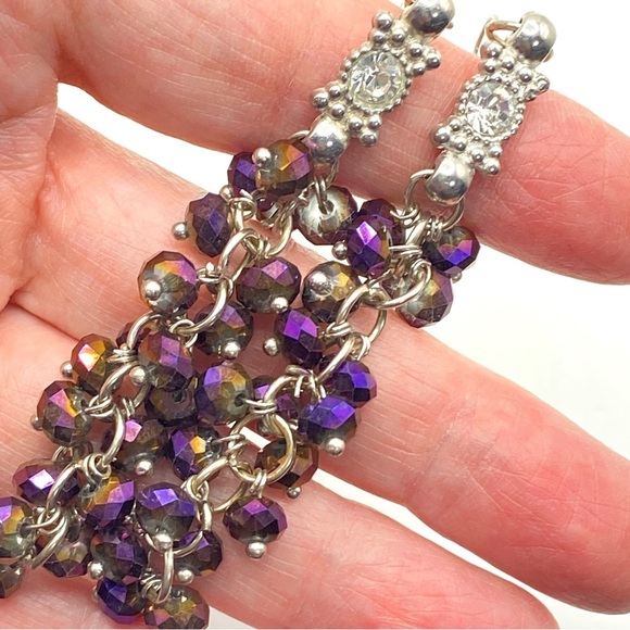 Purple AB Faceted Beads Long Shoulder DusterPierced Earrings - Picture 4 of 9